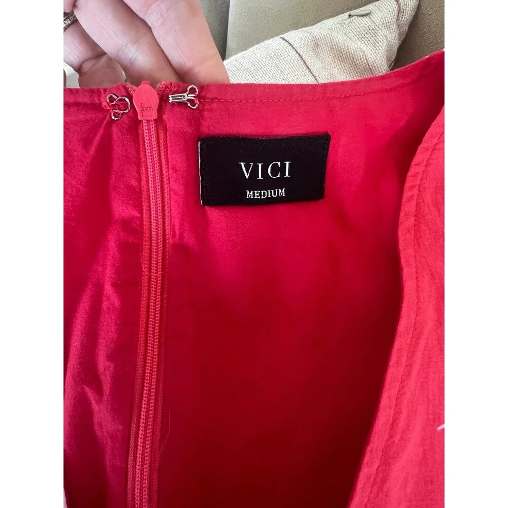VICI Emaline Babydoll Puff Sleeve Pink Floral Mini Dress Size Medium M EUC!